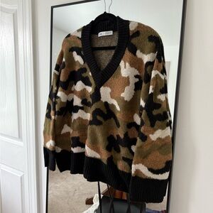 Zara Camouflage V-Neck Men's Sweater